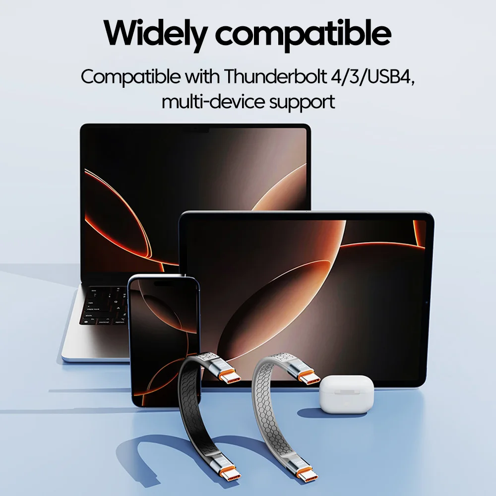 USB4.0 سلسلة المفاتيح المحمولة تصميم 240 واط نوع-c إلى نوع-c الهاتف المحمول شحن سريع 8K 60 هرتز كابل بيانات آيفون 16 سامسونج المحمول