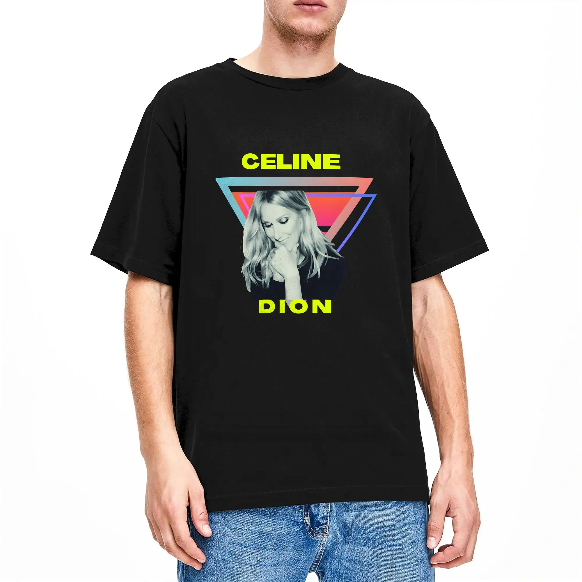 Men's T-Shirts Celines Dion Face Portrait Amazing Pure Cotton Tee Shirt Short Sleeve Canadian Singer T Shirt Crew Neck Clothing