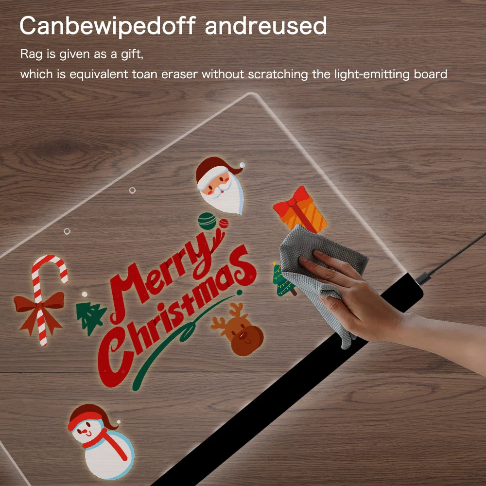 Tablica rysunkowa akrylowa, przezroczysta, podświetlana, 35x25 cm, świecąca, wymazywalna, LED Magic Board, z 7 kolorowymi pisakami i podstawką.