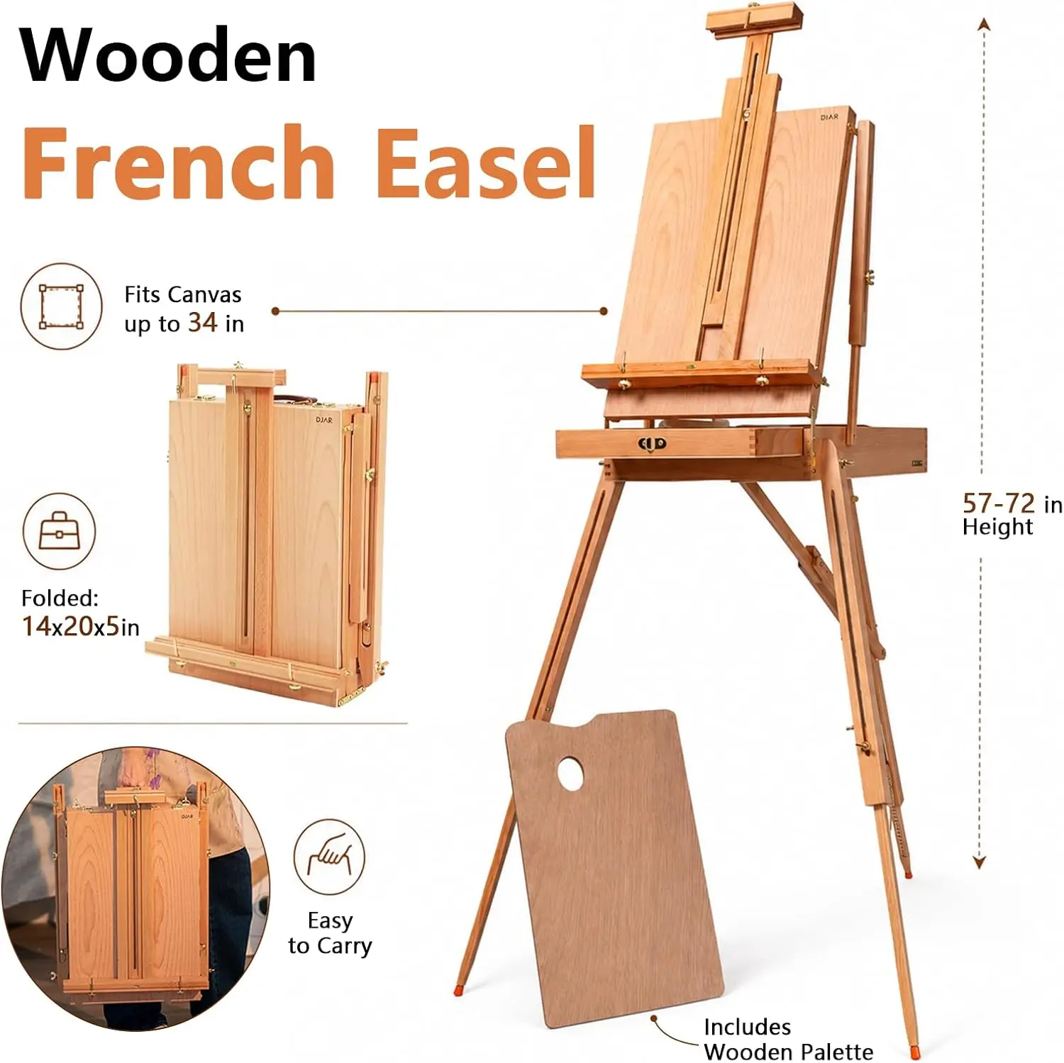

DJAR 169Pcs Art Painting Kit with French Easel, 96 Acrylic, Watercolor & Oil Paint Set, Professional All-in-One Complete Art Sup