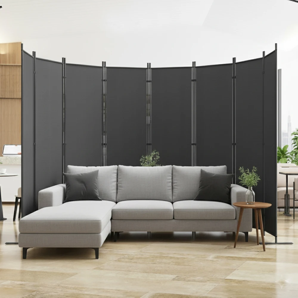 Paravent de séparation, grand format, 8 panneaux, 4040 x 1800 mm, écran de protection d'intérieur, autoportant, pour bureau, chambre
