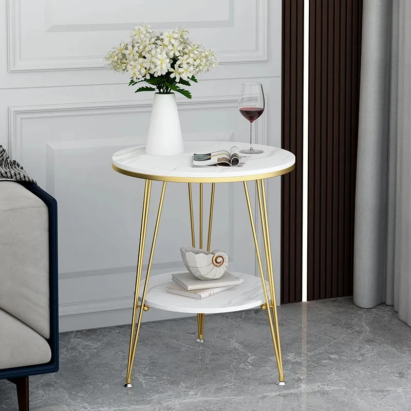 

Storage Design Luxury Side Table Living Room Small Round Marble Table Writing Desk Tavolino Da Salotto Balcony Furniture