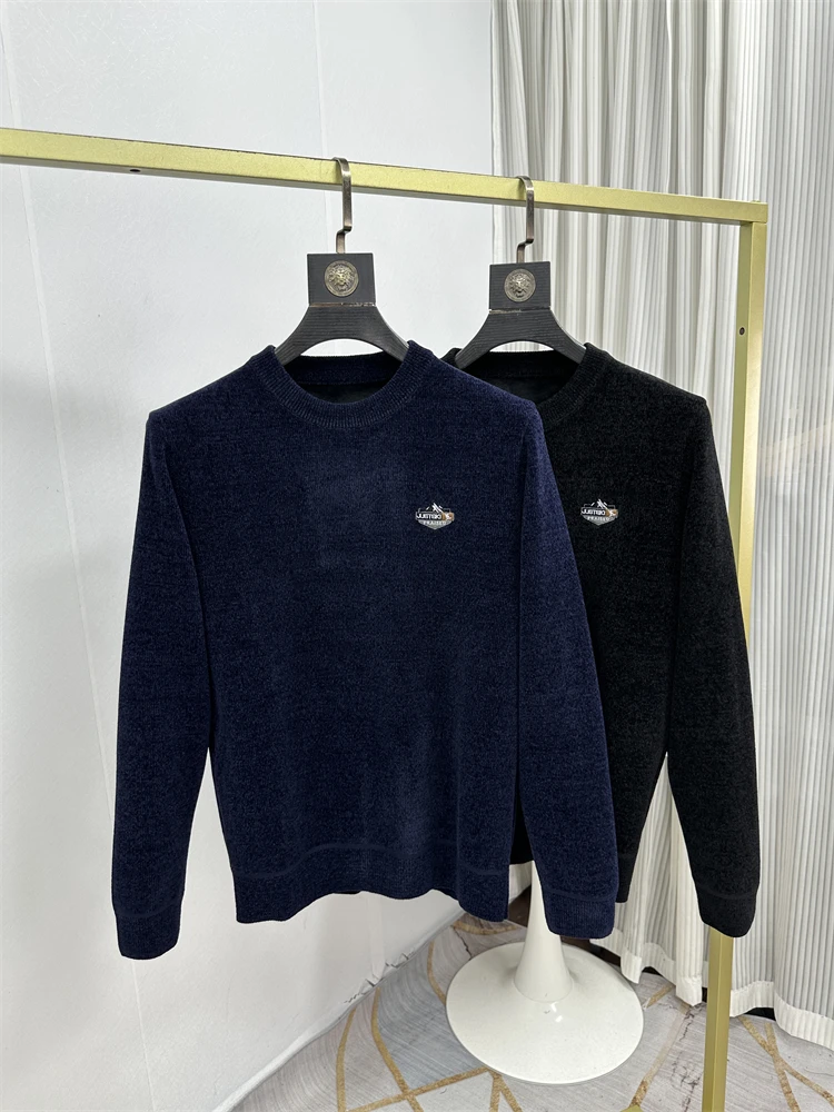 

Thiened Fce Lined Men's Knitted Sweater round Ne Pullover Base irt Top for Autumn Winter Casual Wear Warm Polyester