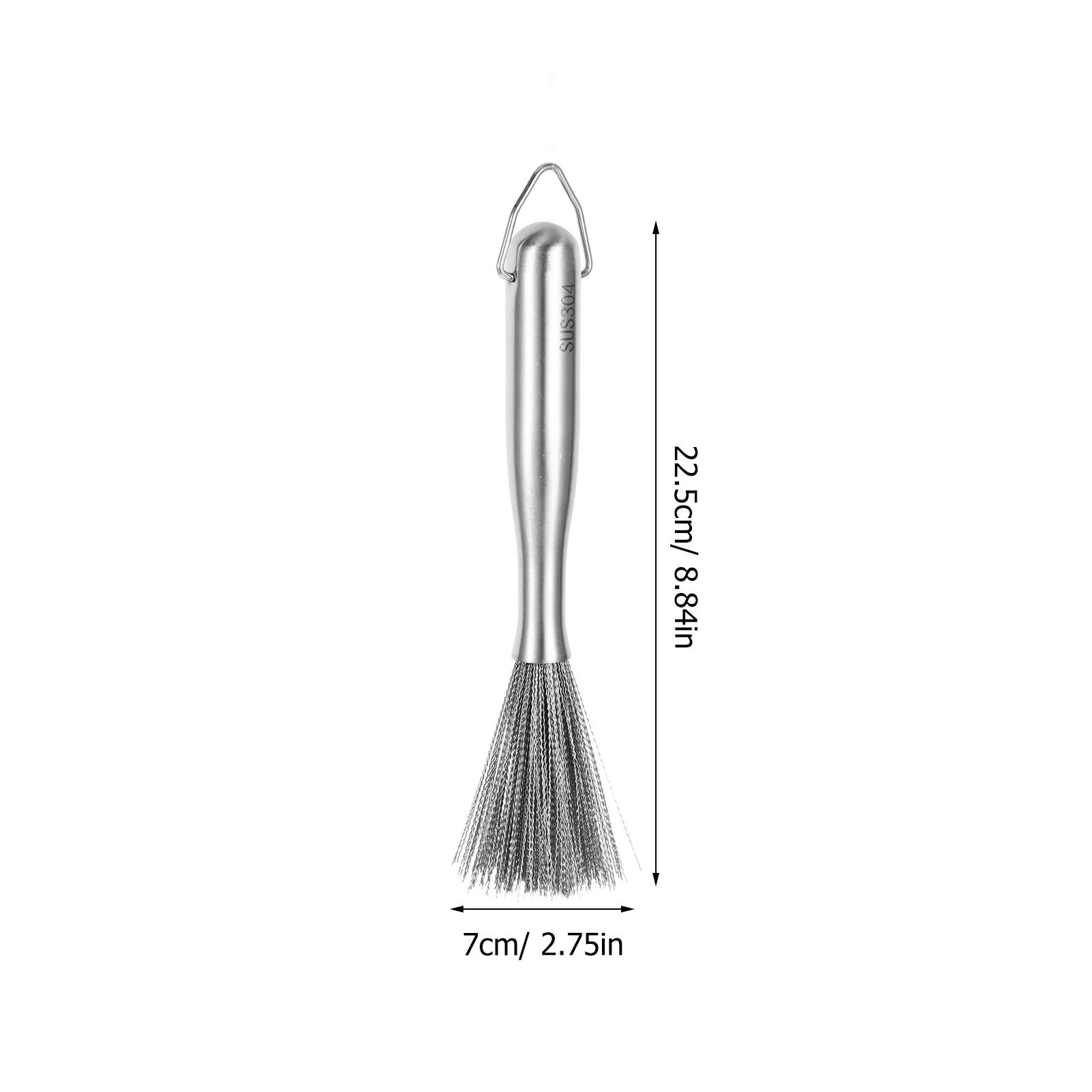 Cepillo de sartén de acero inoxidable para zapatos, exfoliante de trabajo con mango largo para limpiar ollas de cocina