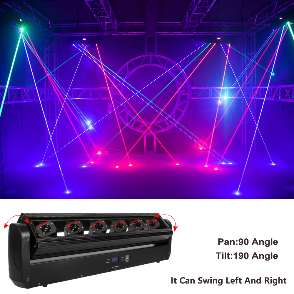 SHEHDS nouveau 6 yeux RGB 3in1 3000mW lumière Laser projecteur polychrome tête mobile Scanner pour DJ Disco Bar fête de noël