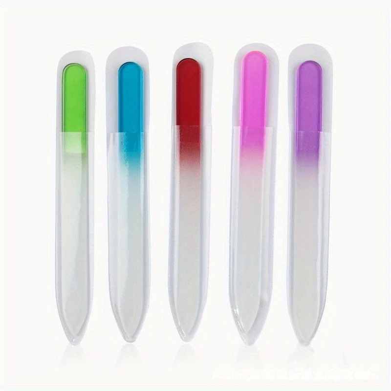 5-Piece Professional Glass Nail File Set, Waterproof Nail Polisher, Odorless Crystal Manicure, Rainbow Gradient Color