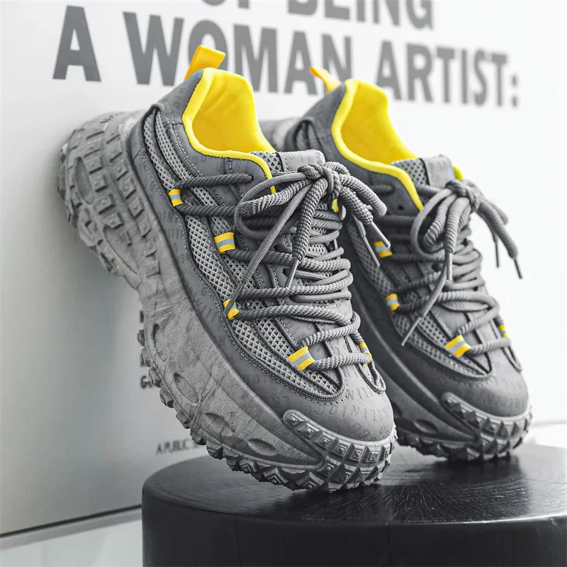 

LiveDay Chunky Sneakers For Men Anti-Slip Wear-Resistant Classics Athletic Sport Outdoor Walking Height Increasing Shoes