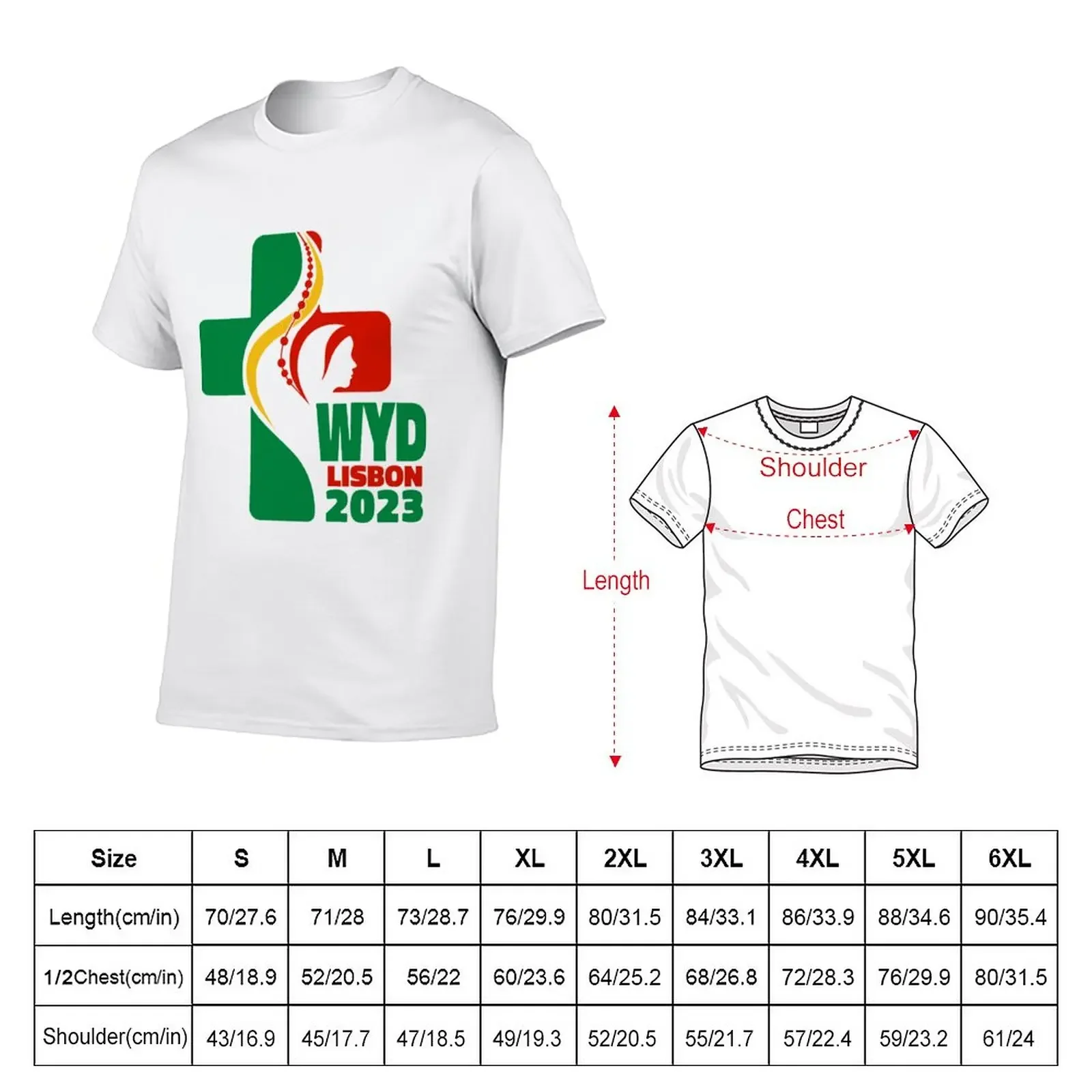 New WYD World Youth Day Lisbon 2023 official logo T-Shirt custom shirt anime stuff slim fit t shirts for men