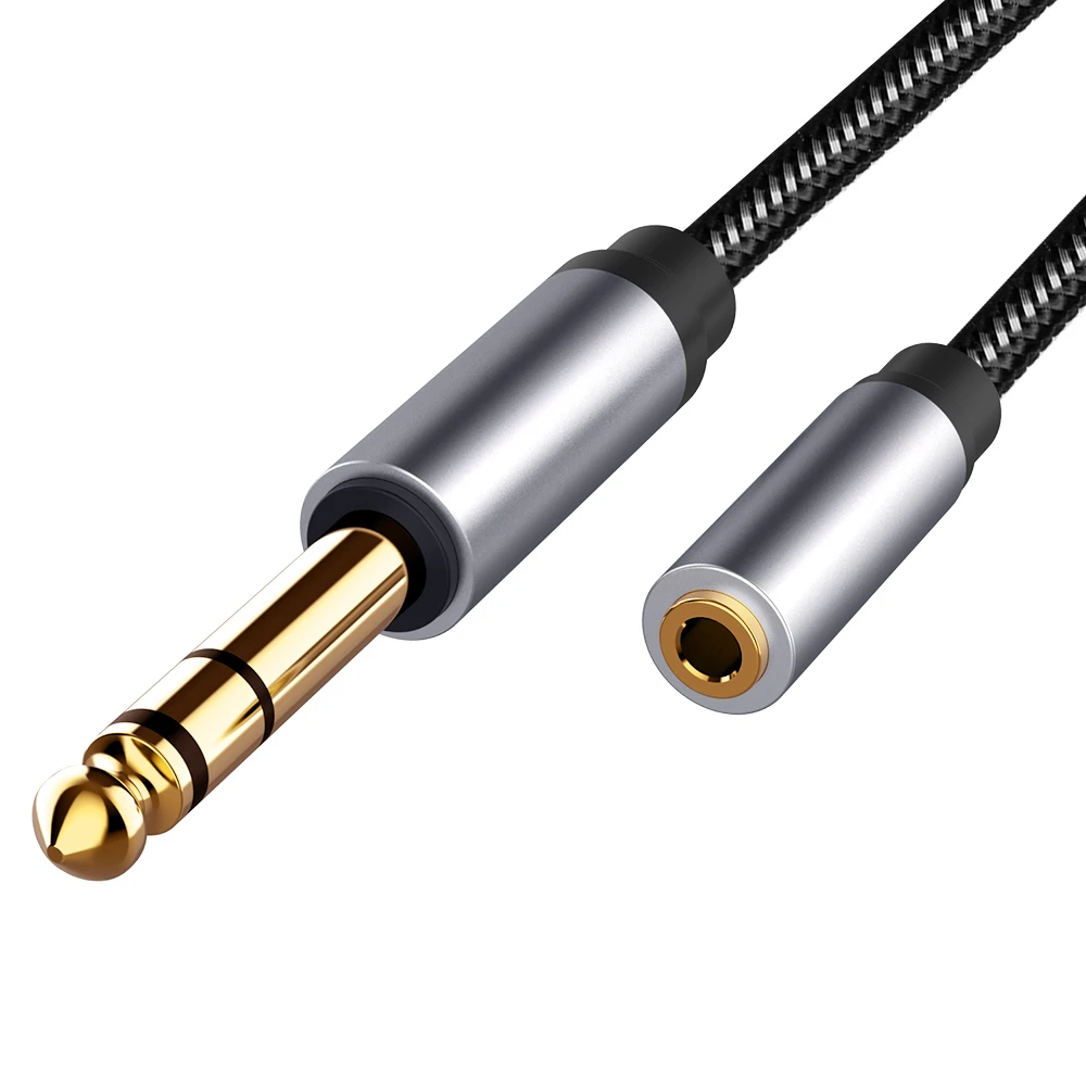 Zlato pokovené 1/4 na 1/8 palec TRS 3.5mm hever ženské na 6.35mm pánský aux stereo audio adaptér lanko bovdenu pro sluchátka zesilovač kytara