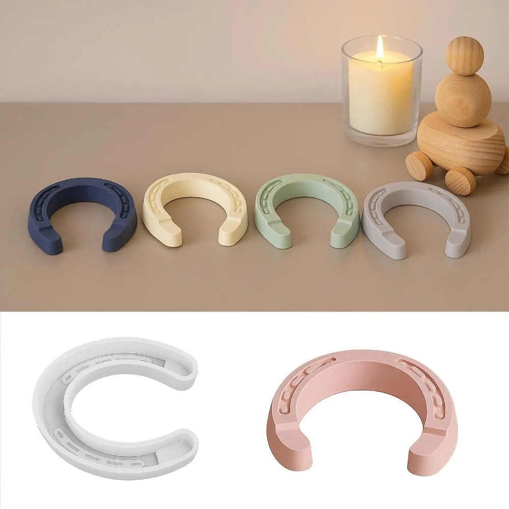 Horseshoe Shape Ornaments Silicone Molds DIY Open Circle Epoxy Resin Plaster Mould Scented Soap Candle Mold