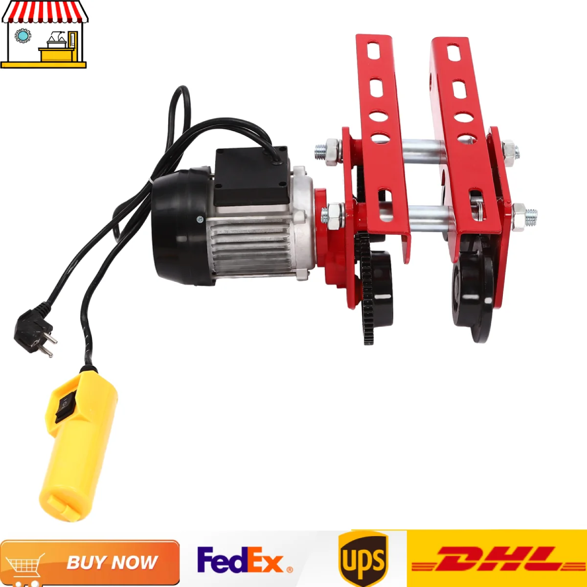 Palans électriques de 2200 lb/1 tonne de capacité avec chariot manuel | Chariot à double roues avec barre de poussée | 220V 370W