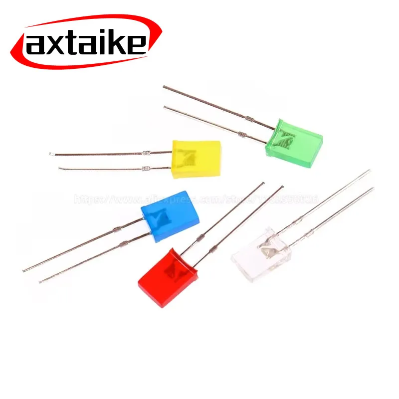 

100PCS 2x5x7 Rectangular LED Emitting Diode Lamp White Red Green Blue Yellow Diffused Color Square DIY Indicator 2*5*7MM