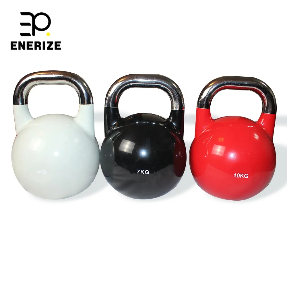 Fitness podnoszenie ciężarów Kettlebells regulowane tanie żeliwny czajnik dzwonki 12-32kg kolorowo powlekane stalowe zawody Kettlebell