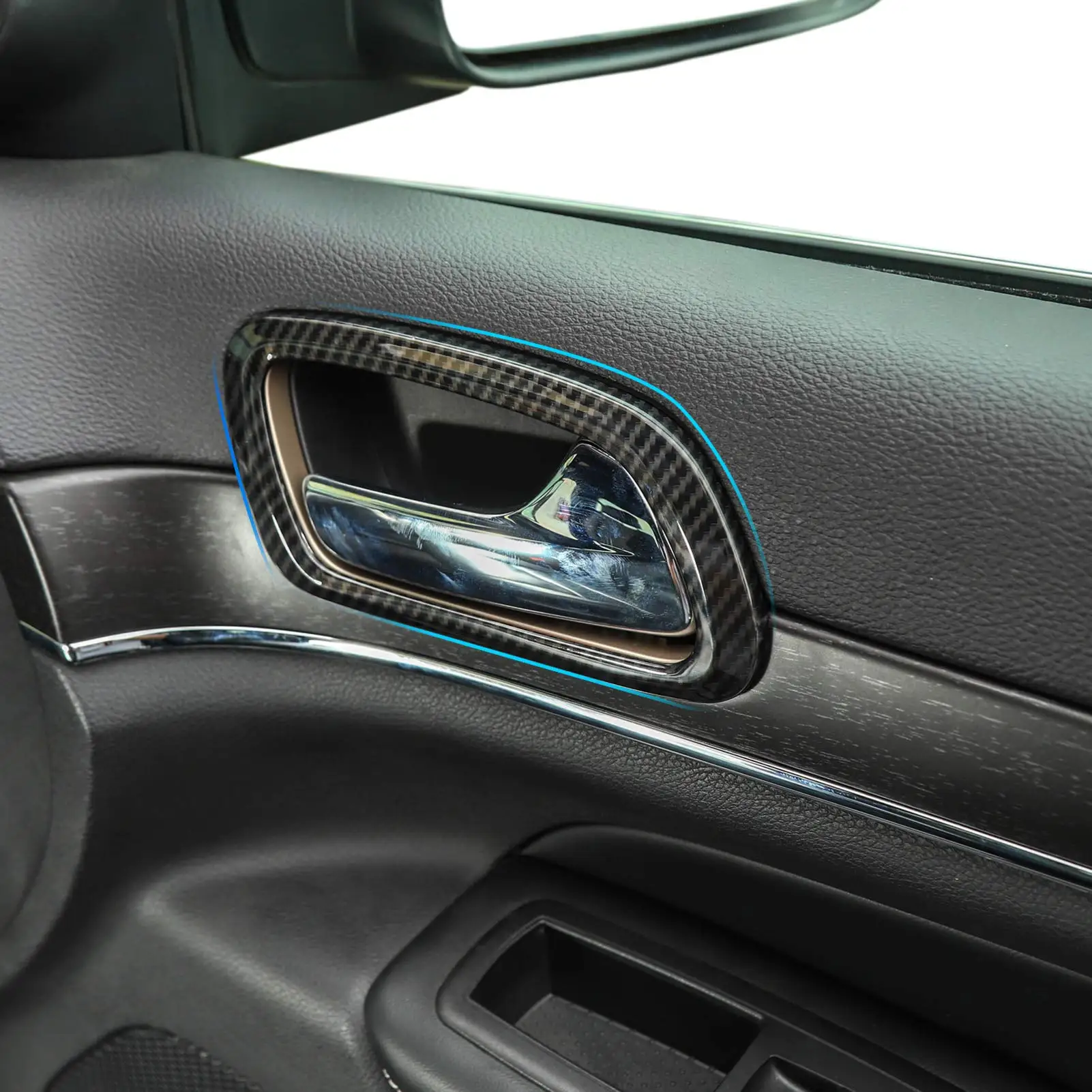 

Carbon Fiber Door Handle Trim Ring For Jeep Grand Cherokee 2011-2020 ABS Interior Decor