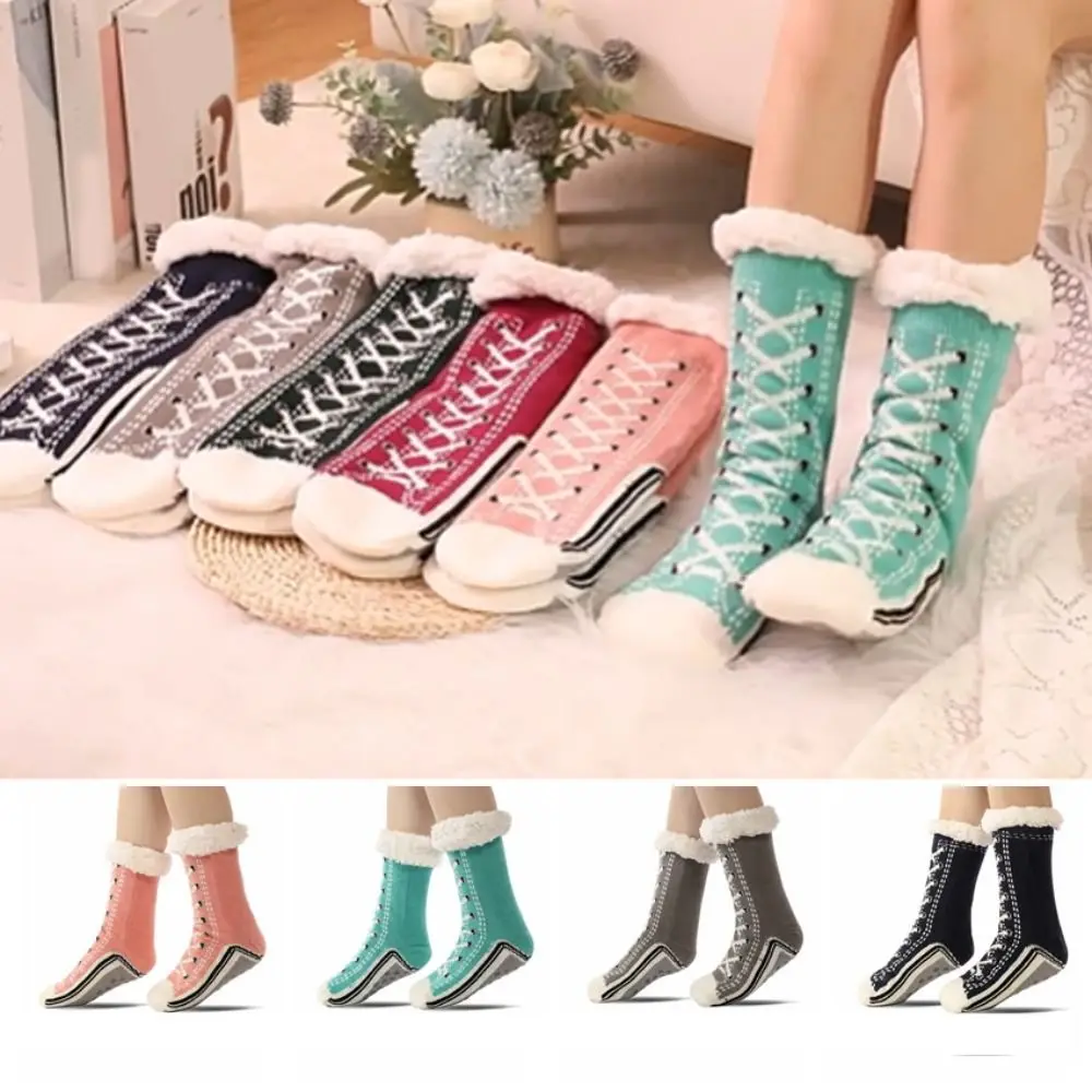 

Cute Thicken Warm Floor Socks Anti-slip Hosiery Winter Sleeping Socks Elastic Slippers Home Socks Women