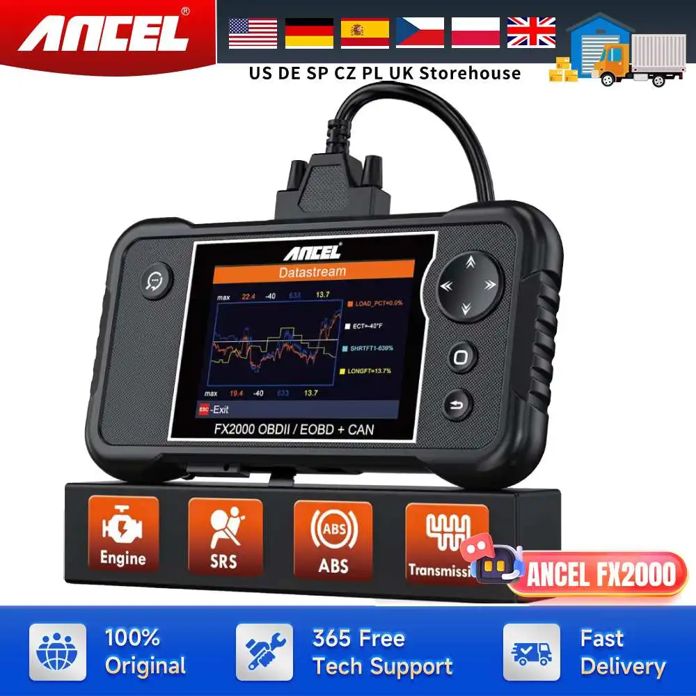 Ancel FX2000 OBD2 Automotive Scanner Professional ABS Airbag Transmission Engine Check Code Reader OBD 2 Diagnostic Scan Tools