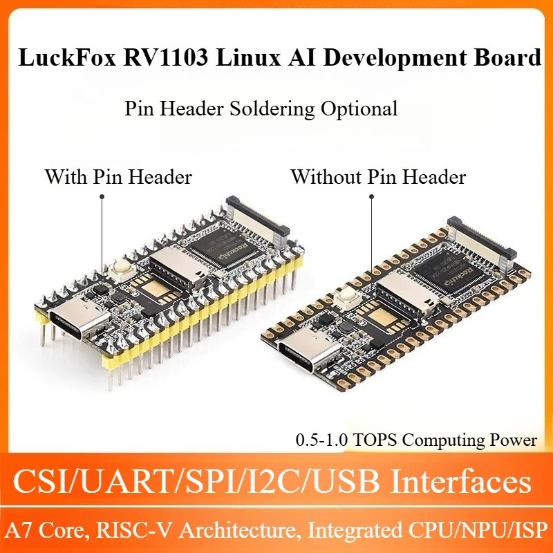 LuckFox Pico RV1103 Micro Linux Development Board, RISC-V ARM Cortex-A7 Core Embedded Board
