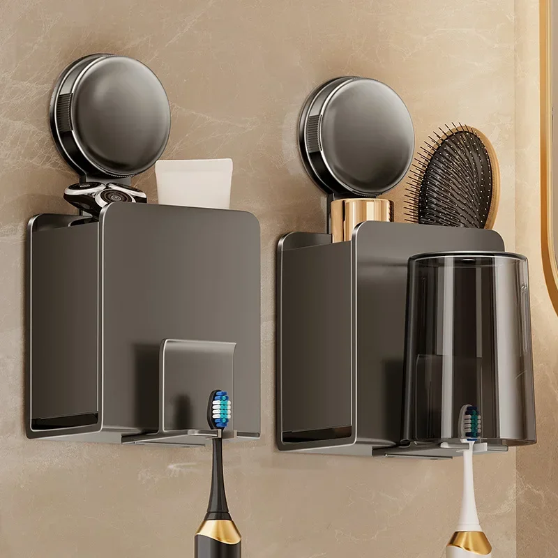 

Suction Cup Toothbrush Holder, No-Drill Wall-Mounted, Perfect for Bathroom Organizing Toothbrushes, Toothpaste & Cups