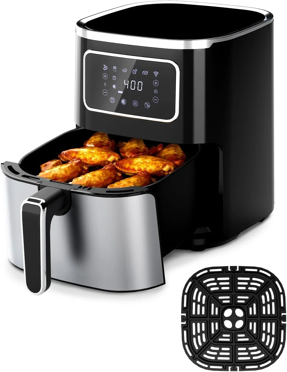 

nish Steel Electric Hot Air Fryer Counter top Oven, Healthy Oil-less Cooker for Fried Food, Roast, Reheat, Non-stick, BPA-free,