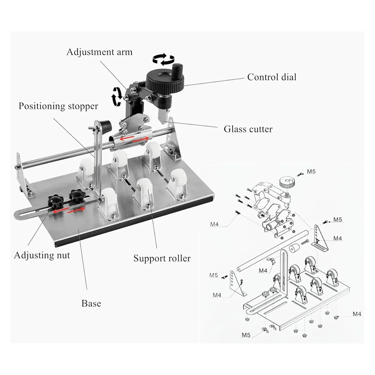 ABJG-ชุดเครื่องตัดขวดแก้ว,DIY Precision เครื่องตัดกระจกสําหรับขวดสี่เหลี่ยม,กลมและไม่สม่ําเสมอ,