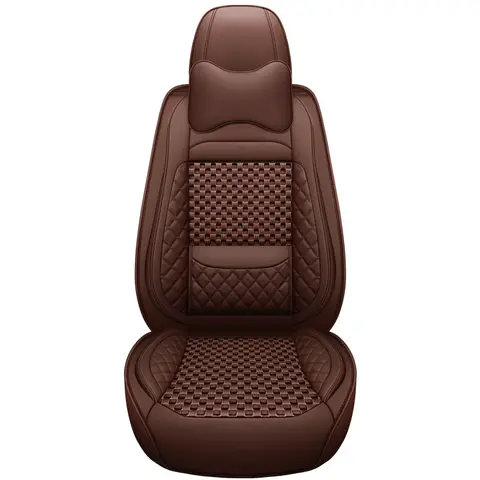 Luxury PU Leather & Ice Silk Car Seat Covers For jetta vs5 ebro s800 polestar 4 cupra formentor Fit Most Car SUV Comfortable