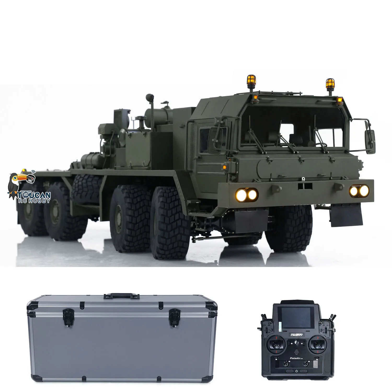 1/14 Tractor Truck SLT56 8x8 RC Full Metal Remote Control Military Transport Car 3-speed Transmission PL18 Lite Sound Light Set