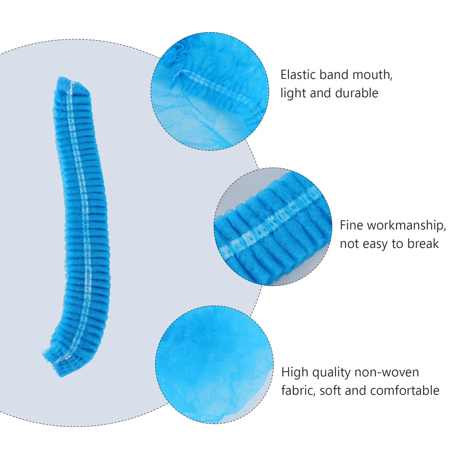 

200Pcs Nonwoven Disposable Hair Caps Soft Breathable Comfortable Lightweight Elastic Band for Salon Home Makeup Beauty Use