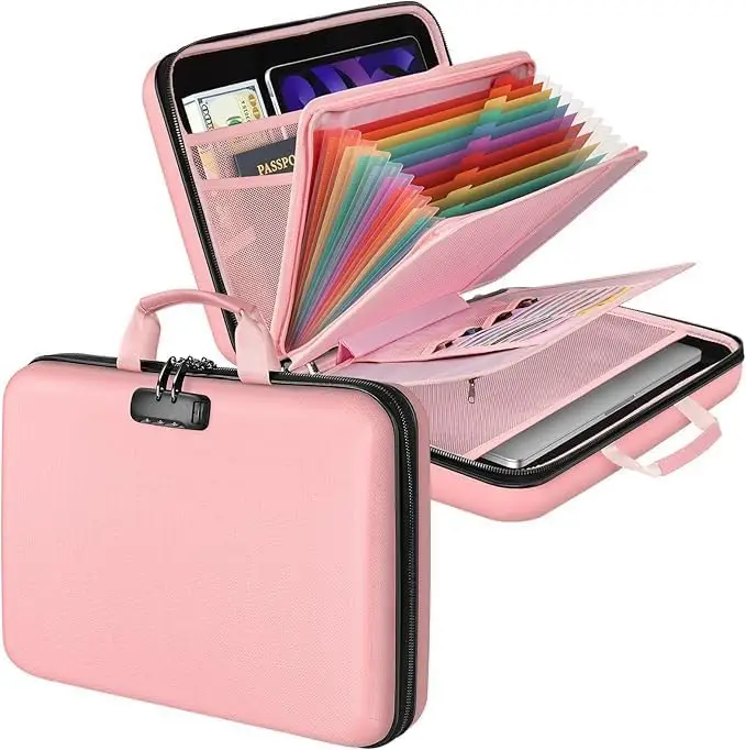 

Fireproof Document Organizer Bag, 5200℉ File Organizer Safe Box, Hard Shell Document Bag with 13 Pocket Accordion File Folde