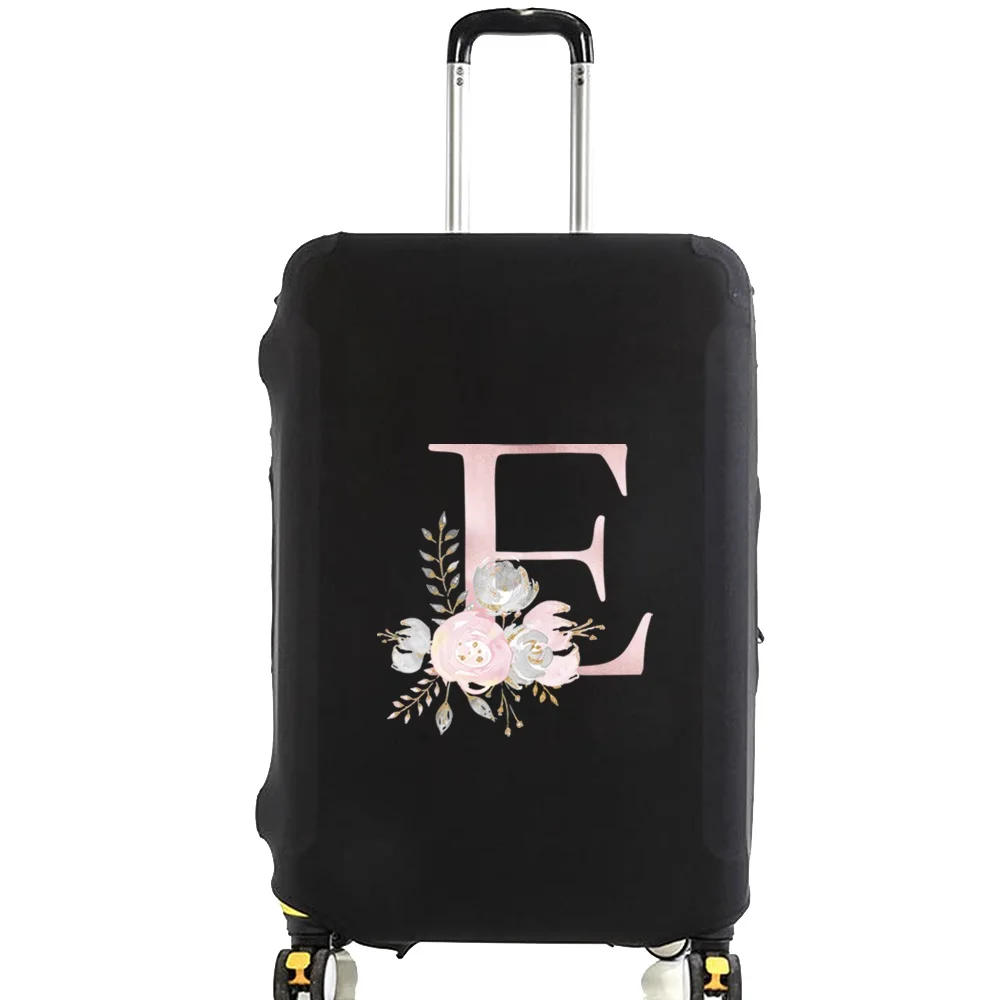 Luggage Case Suitcase Protective Cover Pink Flower Letter Name Pattern Travel Elastic Luggage Dust Cover Apply 18-28 Suitcase