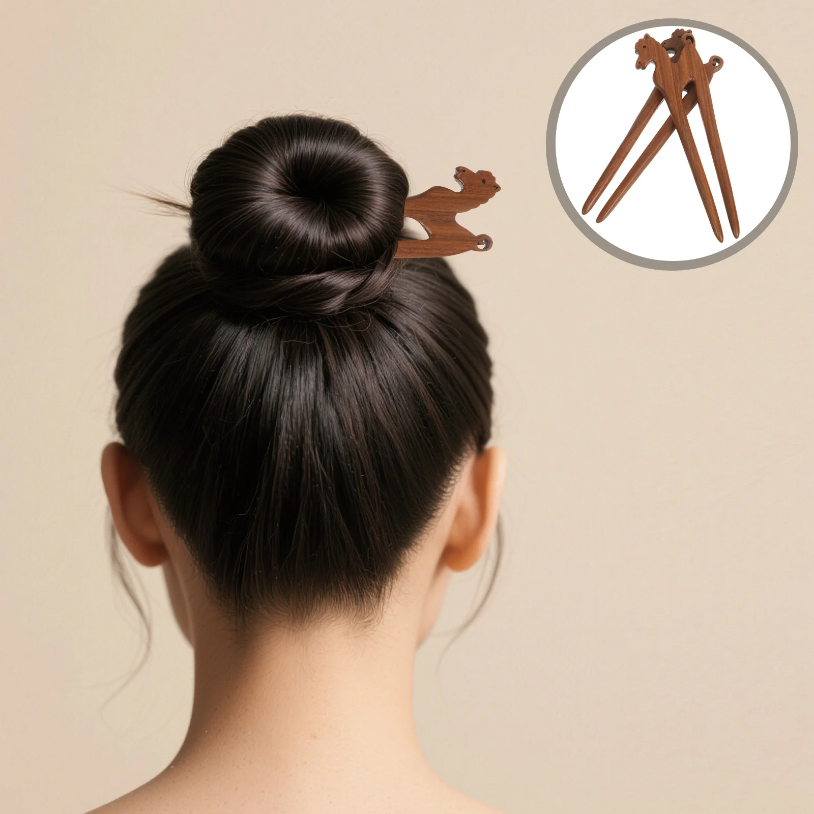 

2pcs Green Sandalwood Hair Chopsticks Traditional Chinese Hairpin Lightweight Bun Sticks For Women Vintage Chignon Pin Hanfu