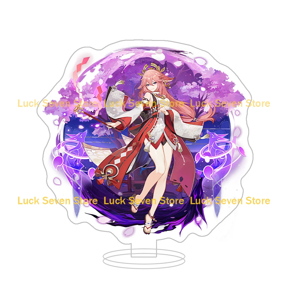 Lucky Seven Store Genshin impact anime game character Yoimiya Raiden Ei Kamisato Ayaka Morax acrylic stand desk ornament gift