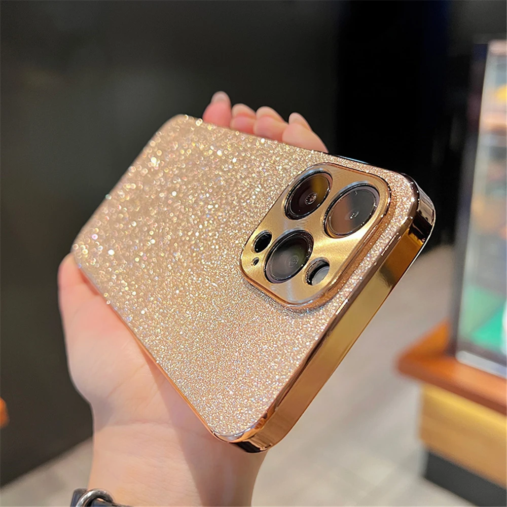 Luxury Plating Bling Glitter Rhinestones Gem Diamond Phone Case For iPhone  17 16 15 13 12 11 14 Pro Max Camera Protection Cover - AliExpress