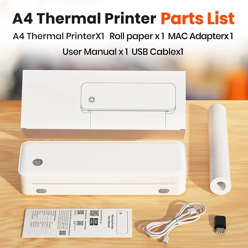 Portable A4 Printer Mobile Office Business Business Travel Student Thermal Inkless Printing Tattoo Printer