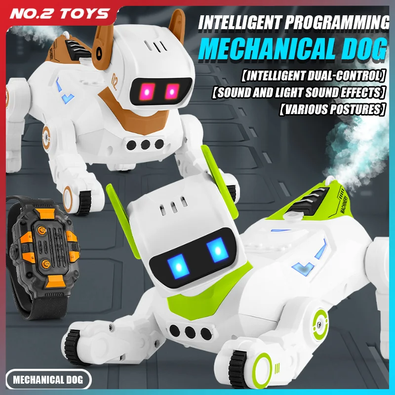 Coche Robot inteligente RC para niños, juguete para niños con Control remoto de 2,4G, Robot mecánico para perros, cachorro eléctrico con música en aerosol, juguete para regalo