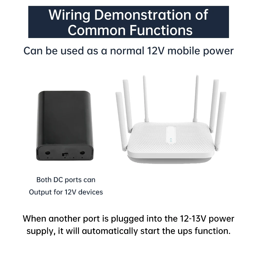 Uscita DC 12V 3 batterie 18650 UPS senza saldatura Scatola banca di potere fai-da-te per telecamera CCTV router WiFi per cellulare