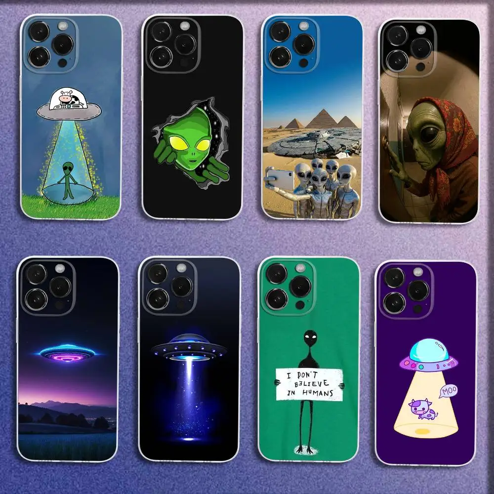

Funny Space UFO Alien Thing Phone Case For iPhone 16,15,14,13,12,11 Plus,Pro,Max,XR,XS,Plus,E,Mini Transparent Cover