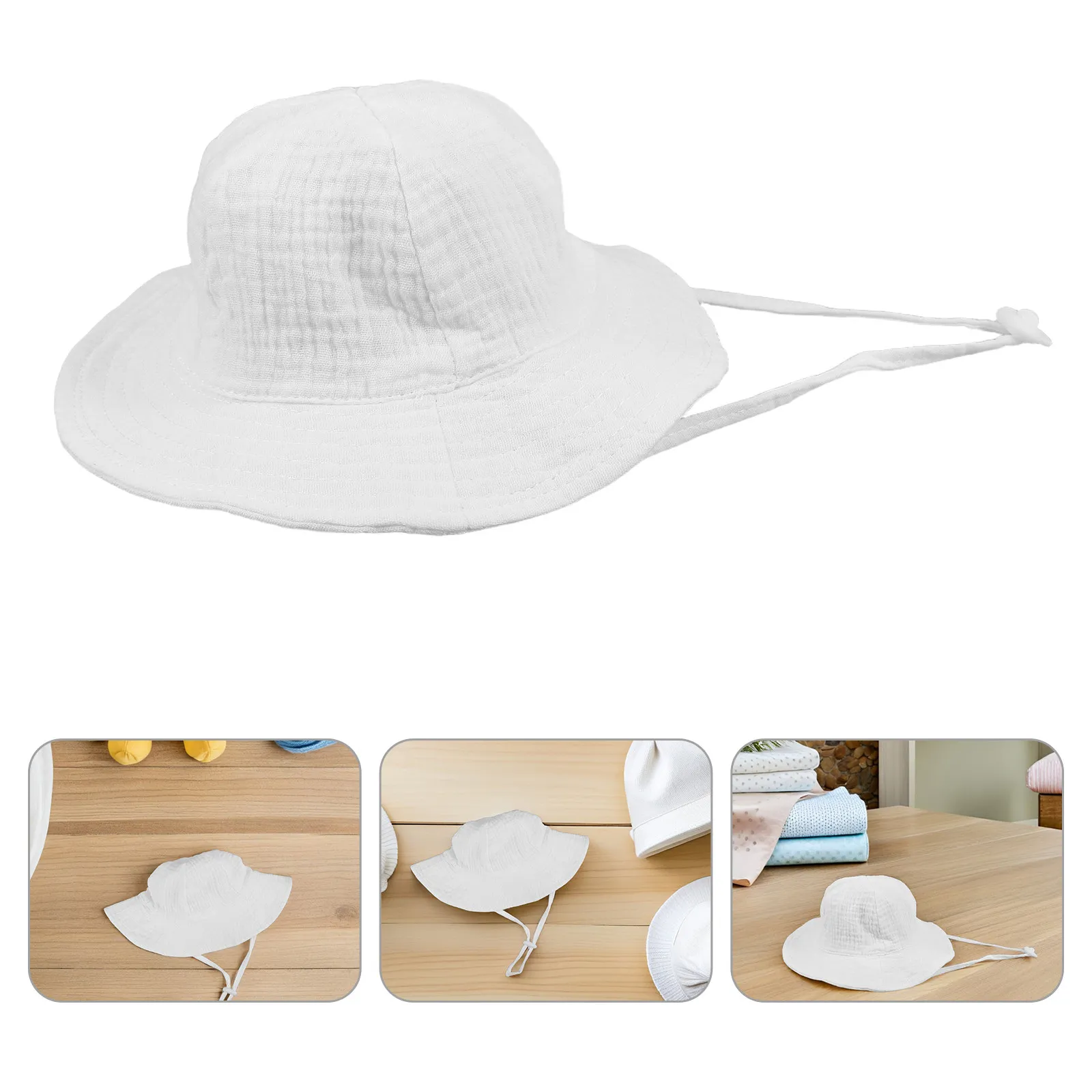 Baby Cotton Bucket Hat Soft Breathable Sun Protection Wide Brim Summer Beach Cap for Infants Toddlers Newborns Boys Girls