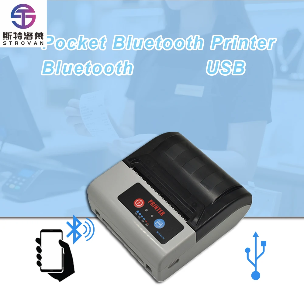 3Inch Portable Handy Thermal Receipt Label Barcode QR Code Mini Printer with Wireless Bluetooth Rechargeable Battery