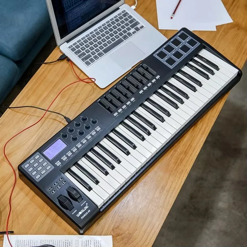 Best WORLDE PANDA49 Portable 49-Key USB MIDI Keyboard Controller 8 RGB Colorful Backlit Pads With USB Cable
