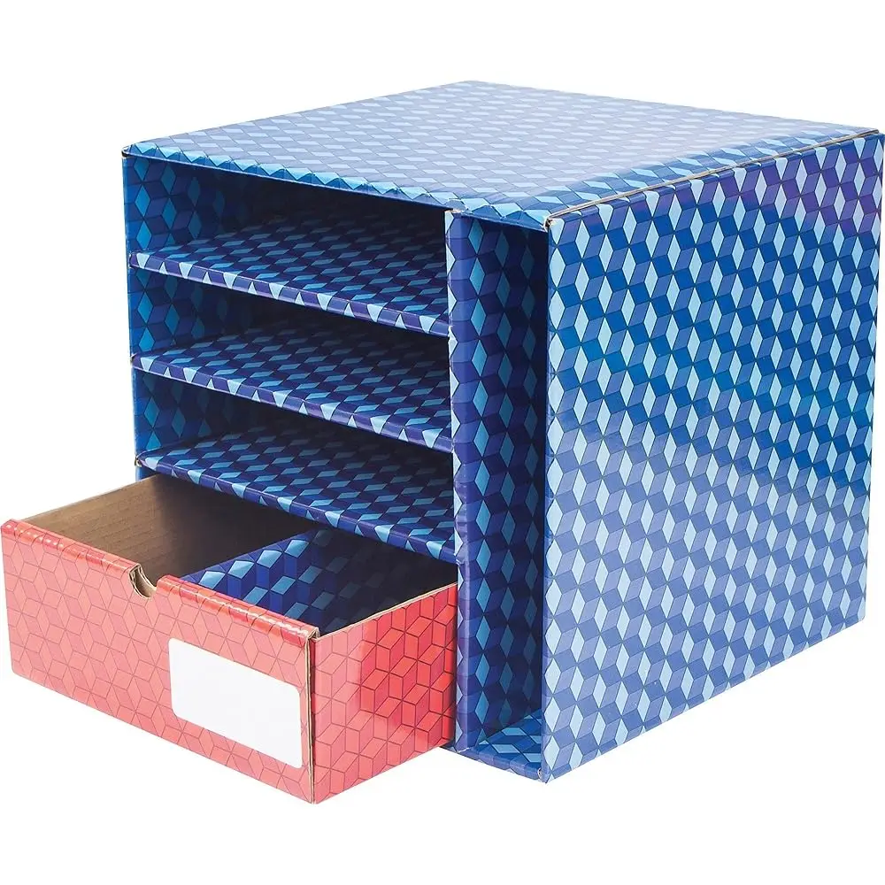 

Supply Station, Plasticized Dry-Erase Surface, 4-Slots and 1-Drawer, Blue/Red , 12.3 x 13.5 x 12.3 Inches