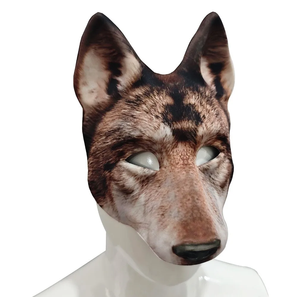 Divertido lobo Halloween máscara de hombre lobo accesorios de fiesta Cosplay Tigre EVA máscara Husky elástico Strapy Animal media cara máscara carnaval