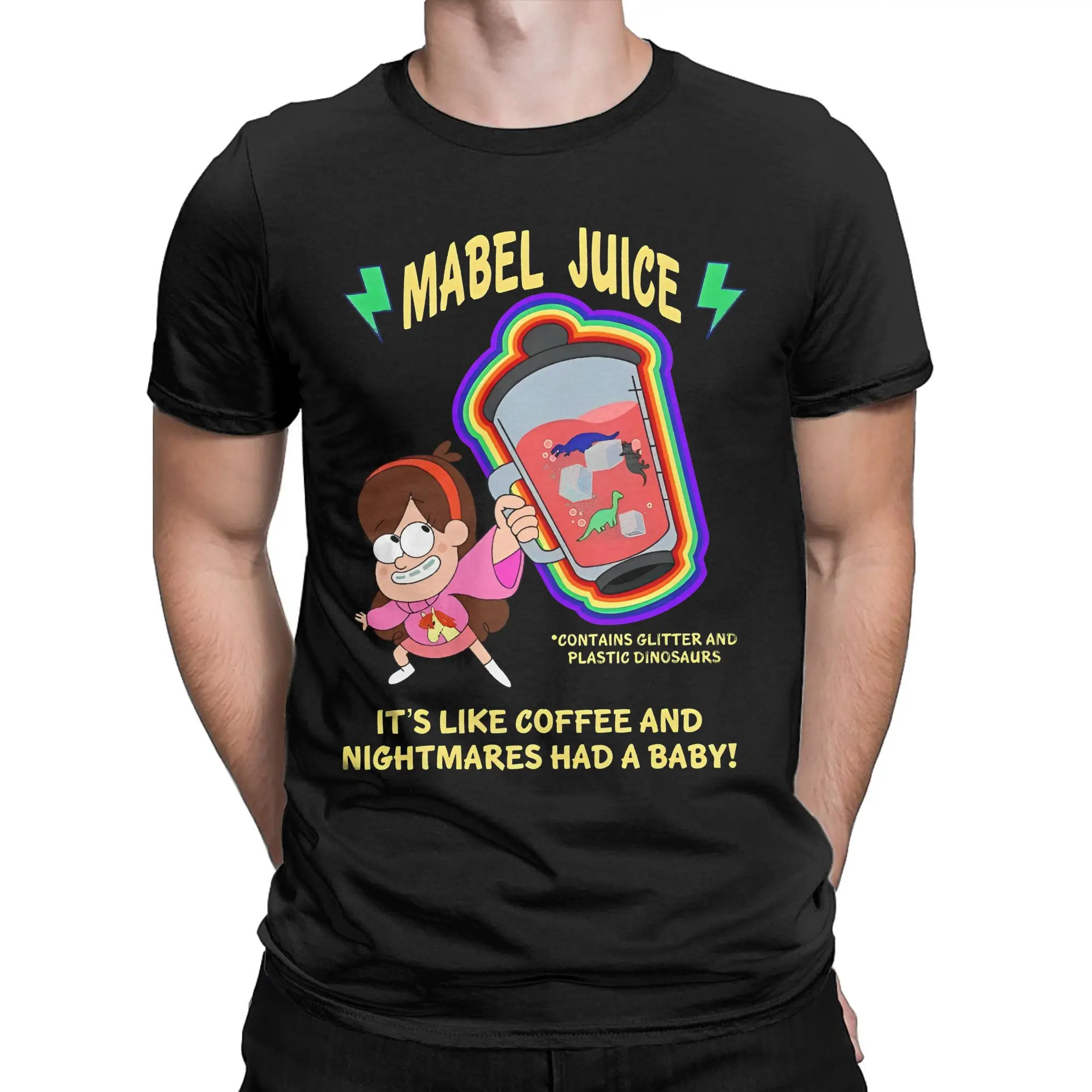 Men Gravity Falls Mabel Juicing T Shirts Funny Coffee 100% Cotton merchandise Novelty Short Sleeve Round Neck Tees Party T-Shirt