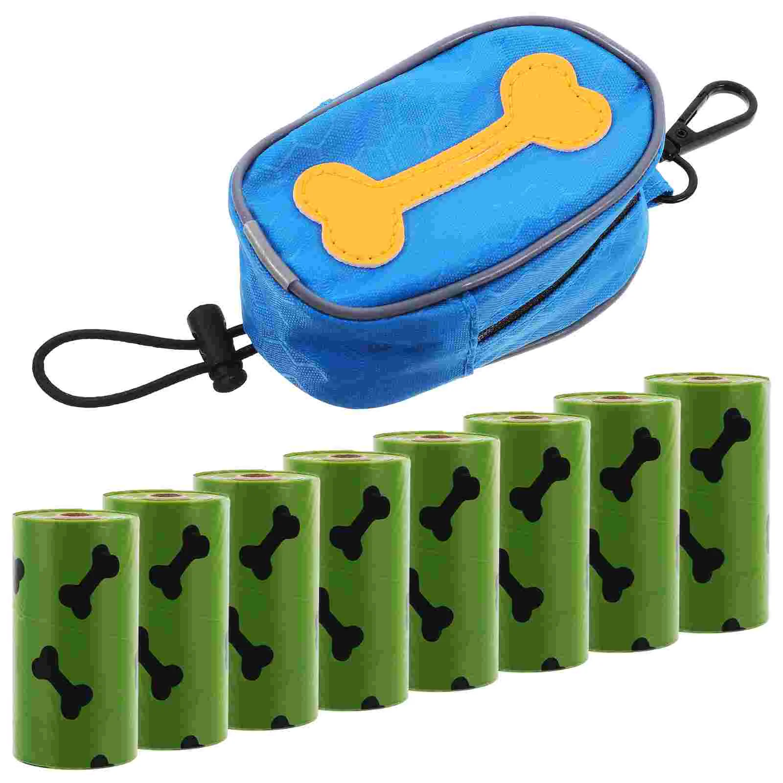 Portable Dog Poo Bag Dispenser Oxford Cloth Zipper Bag for Leash with 8 Rolls Disposable Dog Poo Bags Dispenser Zippered Pouchs