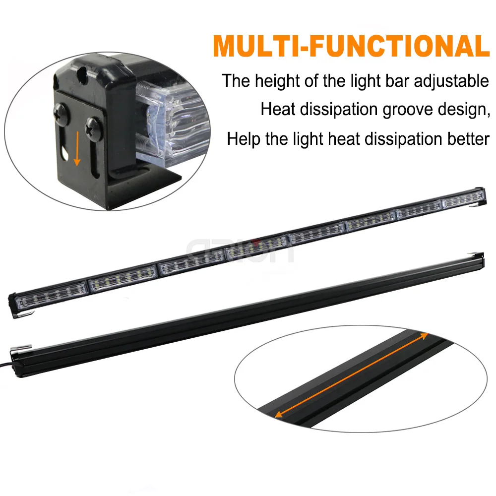 12 " - 59" Car Truck LED Strobe Light Bar pompiere polizia lampeggiante luci di emergenza rosso blu giallo bianco verde 12V 24V