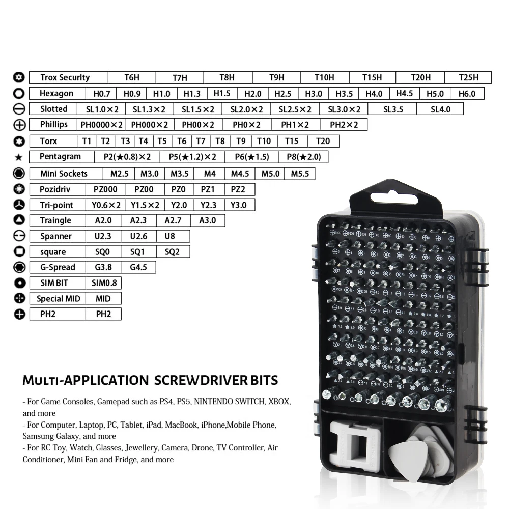 Juego de destornilladores de precisión Phillips Torx, dispositivo de reparación de teléfonos hexagonales, juego de brocas magnéticas, Kit de herramientas manuales 115 en 1