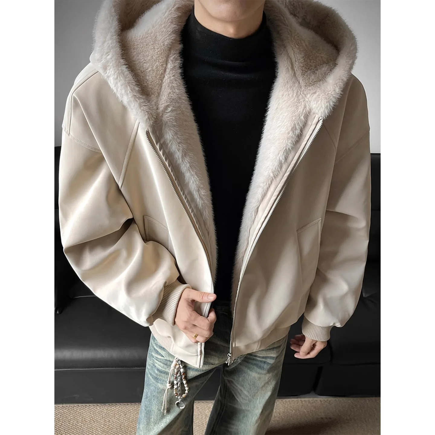 

Мужская утепленная хлопковая куртка с капюшоном, на молнии, из полиэфирного волокна, с длинными рукавами, для повседневной носки, в стиле Cleanfit