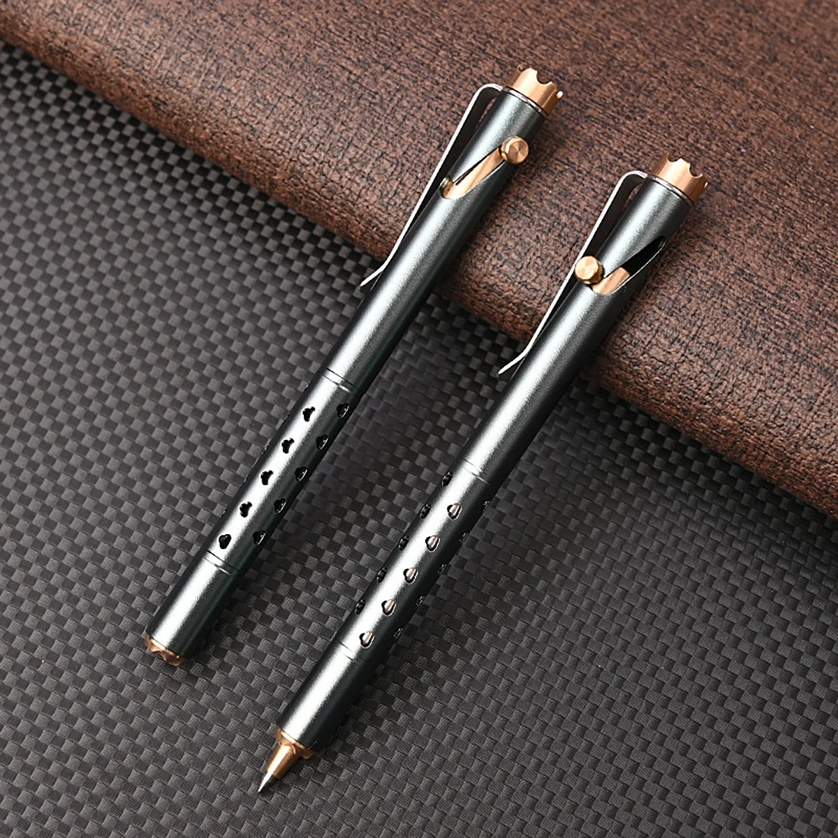 Ausgewählter Designer-Kugelschreiber aus Messing und Aluminium mit Riegelschloss, EDC-Taschen-Selbstverteidigungswerkzeug, Stift, Signatur-Kugelschreiber, Geschenk – Detail 5