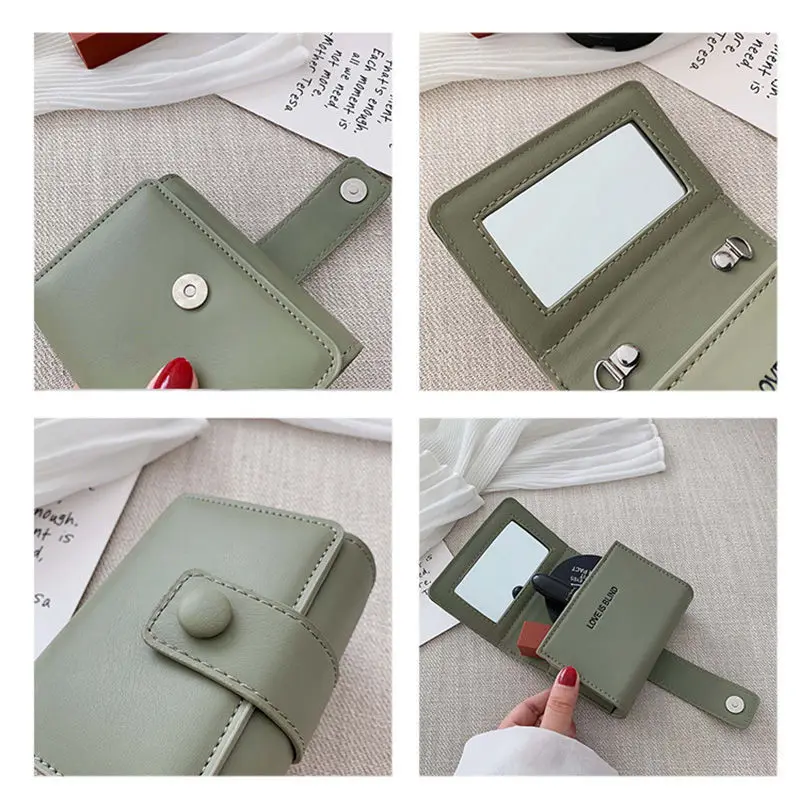 مرآة من البولي يوريثان مع حقيبة أحمر شفاه صغيرة محمولة وحقيبة تخزين مسحوق أحمر الشفاه مع مرآة مكياج وحقيبة مستحضرات التجميل #5