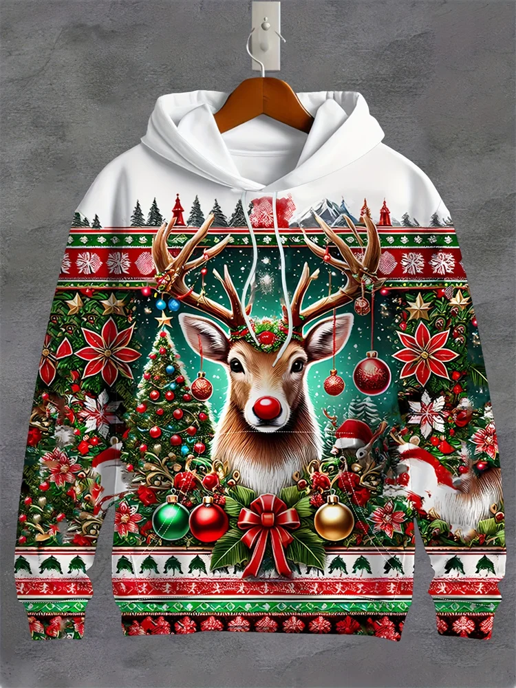 Kerst Heren Hoodies Met Capuchon 3D Prints Kerstman Sweatshirt Tops Mode Trekkoord Sportkleding Tops Casual Herenkleding