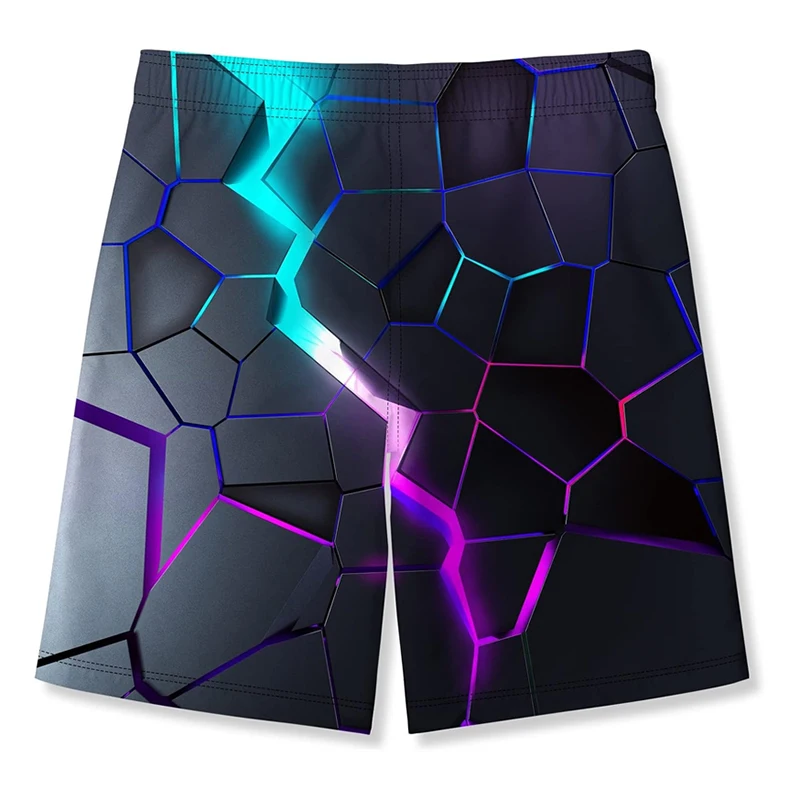 Harajuku Neon Print Beach Short Men Clothes 3D Colorful Cool Pattern Loose Board Shorts 2025 Summer Hawaii Fashion Swim Trunks